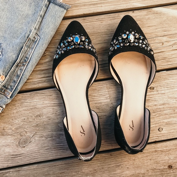 Simply Vera Vera Wang Shoes - Simply Vera Anita Black Jeweled d’Orsay Flats